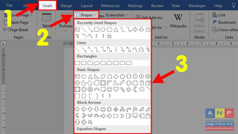 Cách vẽ hình sơ đồ trong Word