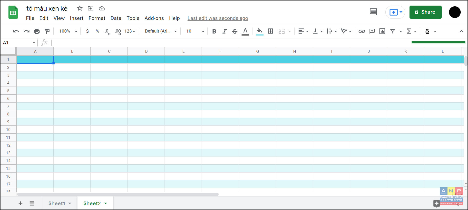 Cách Tô Màu Xen Kẽ Trong Google Sheets - Anp - Máy Tính Vũng Tàu - Linh Phụ  Kiện Máy Tính - Camera Phú Mỹ Vũng Tàu