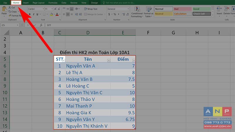 4 cách xóa bảng, định dạng bảng trong Excel - ANP - Máy Tính Vũng Tàu - Linh Phụ Kiện Máy Tính - Camera Phú Mỹ Vũng Tàu